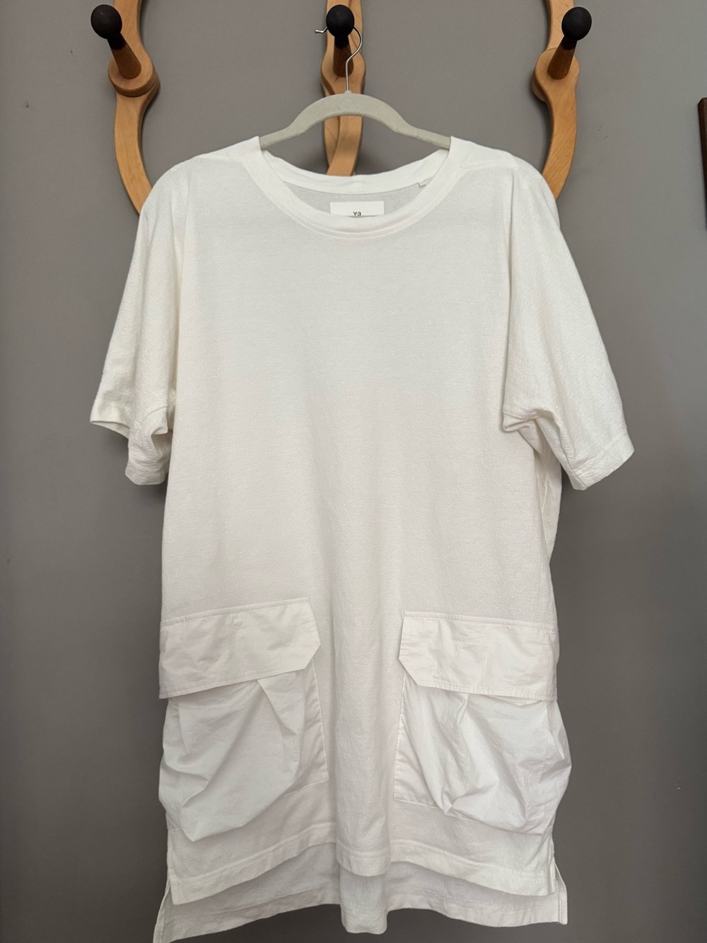 Y-3 YOHJI Yamamoto Crepe Jersey White Short-Sleeve Pocket Tee